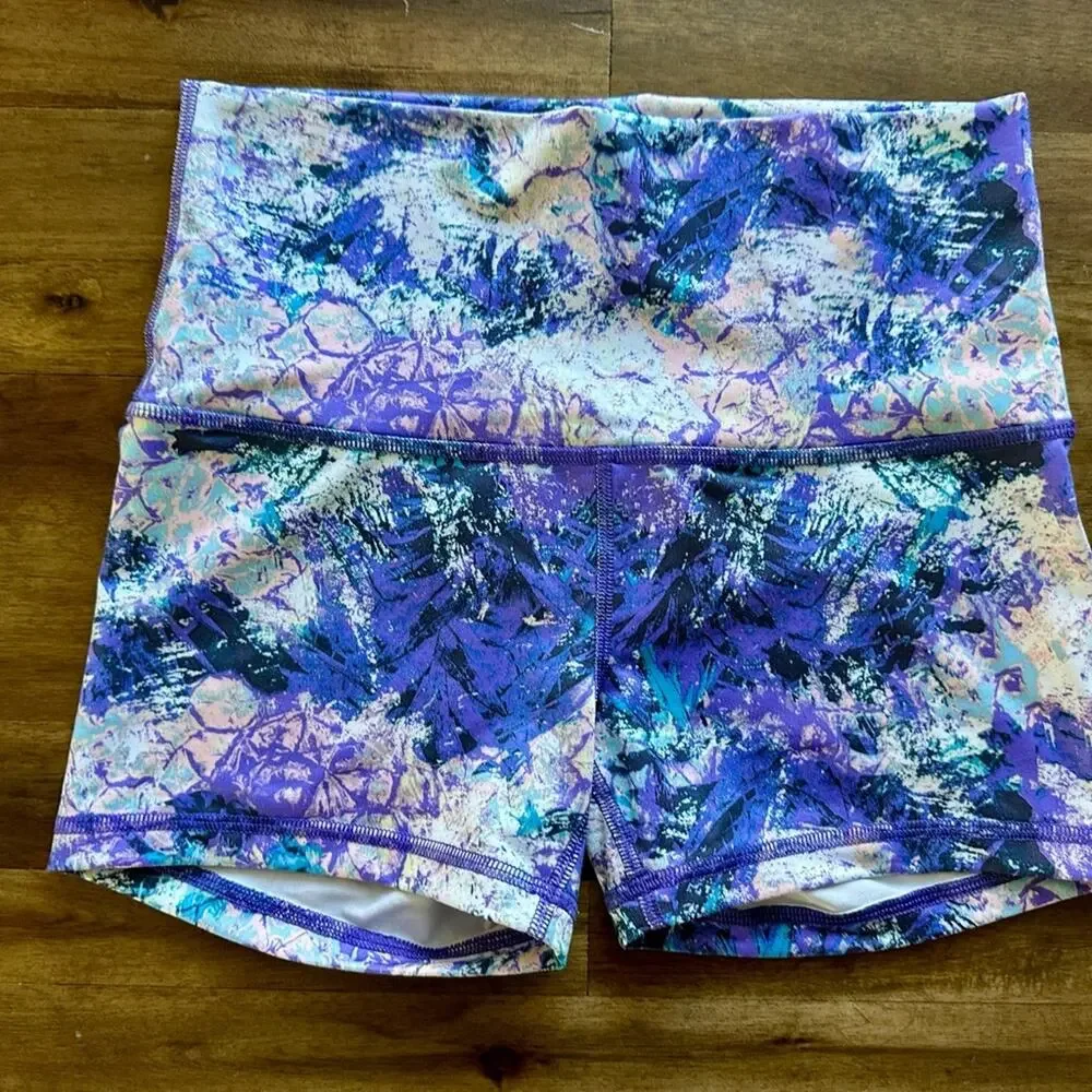 Ivivva by Lululemon Purple Blue Mixed Print Speed Shorts Athleisure Sporty 12